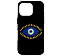 Custodia per iPhone 16 Pro Evil Eye in blu dorato Nazar Protezione come Radiant Boho