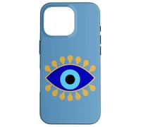 Custodia per iPhone 16 Pro Evil Eye in Blue Golden Nazar Protezione come Boho Spiritual