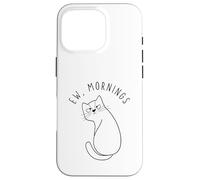 Custodia per iPhone 16 Pro Ew Morning White Cat Sitting with Sad Face Not a Morning Cat