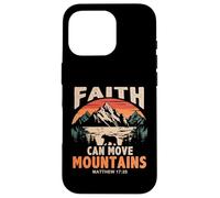 Custodia per iPhone 16 Pro Faith Can Move Mountains Retro Sunset Bible Verse Christian