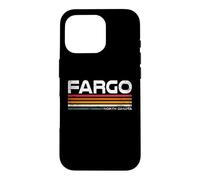 Custodia per iPhone 16 Pro Fargo North Dakota, design retrò a righe, stile vintage, con città