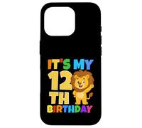 Custodia per iPhone 16 Pro Festa a tema Lion Safari Jungle It's My 12th Birthday, 12 anni