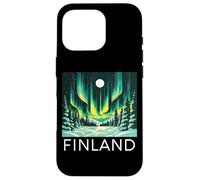Custodia per iPhone 16 Pro Finlandia Aurora boreale Retro Helsinki Finlandese Lapponia Neve