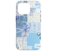Custodia per iPhone 16 Pro Fiocco blu Love Like Jesus carino floreale estivo patchwork
