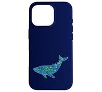 Custodia per iPhone 16 Pro Floral Whale Blue Humpback Botanical Flowers Ocean Nature