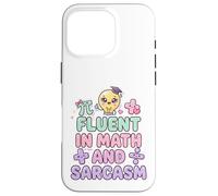 Custodia per iPhone 16 Pro Fluent In Math Sarcasm Pi Rosa Bow Lampadina Matematica Insegnante
