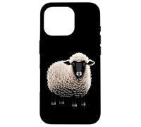 Custodia per iPhone 16 Pro Fluffy White Sheep Cartoon Semplice Divertente Fattoria Animali Nero
