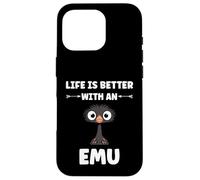 Custodia per iPhone 16 Pro Funny animals Emus bird quote life is better with an emu