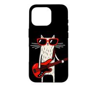 Custodia per iPhone 16 Pro Funny Bass Cat Design - Cool Musicista Cat con basso R