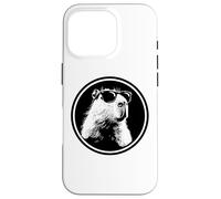 Custodia per iPhone 16 Pro Funny Black Logo Sunglasses Lover Chill Capybara Vibes