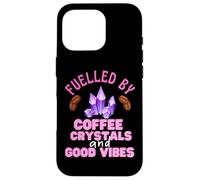 Custodia per iPhone 16 Pro Funny Coffee Crystals and Good Vibes Witch Citazione Halloween