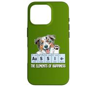 Custodia per iPhone 16 Pro Funny Elements of Happiness Blue Merle Aussie Lover