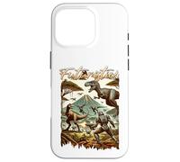 Custodia per iPhone 16 Pro Futuristic Dinosaur Battle Sci Fi Action Art Warrior