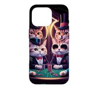 Custodia per iPhone 16 Pro Gatti che giocano il gioco d'azzardo divertente della carta del casinò
