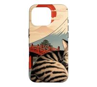 Custodia per iPhone 16 Pro Gatto assonnato giapponese che dorme al tempio