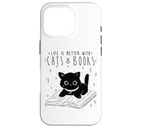 Custodia per iPhone 16 Pro Gatto Life Is Better With Cats And Books, Libri