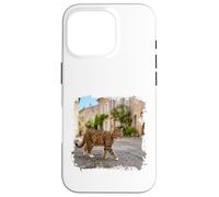 Custodia per iPhone 16 Pro Gatto soriano che cammina tranquilla scena di strada europea