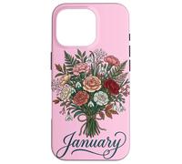 Custodia per iPhone 16 Pro Gennaio Nascita Fiore Garofano Bucaneve Compleanno Floreale