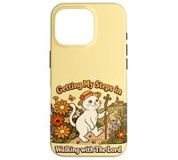 Custodia per iPhone 16 Pro Getting My Steps in Walking With The Lord Christian Cat