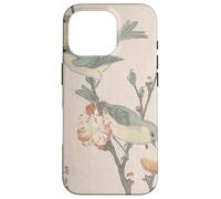Custodia per iPhone 16 Pro Giapponese Art Birds Occhi bianchi su un ramo di pesco