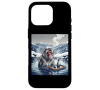 Custodia per iPhone 16 Pro Giapponese Neve Scimmia Onsen Bagno