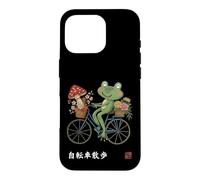 Custodia per iPhone 16 Pro Giapponese Rana Equitazione Bicicletta Floreale Giardino Cottag