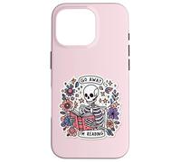Custodia per iPhone 16 Pro Go Away I'm Reading Funny Skeleton Book Lovers Bookish Skull