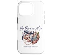 Custodia per iPhone 16 Pro Go Grey in May Cervello Tumor Awareness Fiocco Floreale