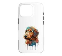 Custodia per iPhone 16 Pro Golden Doodle Colorato Splatter Art Acquerello Dipinto