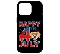 Custodia per iPhone 16 Pro Golden Retriever Dog American Flag Sunglasses Happy 4th July