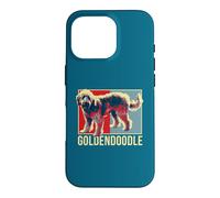 Custodia per iPhone 16 Pro Goldendoodle Pop Art Ritratto Doodle mamma papà amante dei cani arte