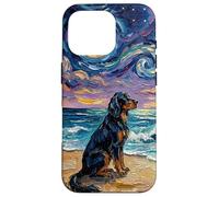 Custodia per iPhone 16 Pro Gordon Setter Starry Night Beach Dog Opera d'arte