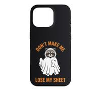 Custodia per iPhone 16 Pro Grafica "Don't Make Me Lose My Sheet Ghost Raccoon
