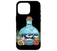 Custodia per iPhone 16 Pro Grafica nautica con oceano in una bottiglia con onde marine