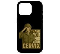 Custodia per iPhone 16 Pro GRAZIE PER IL TUO CERVIX - Retro Military Humor