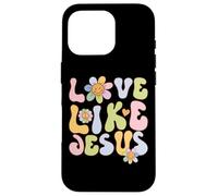 Custodia per iPhone 16 Pro Groovy Love Like Jesus Religious God Christian Graphic