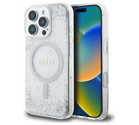 Custodia per iPhone 16 Pro Guess MagSafe con glitter sfumati color argento