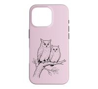 Custodia per iPhone 16 Pro Gufo Bird Watching Vintage Schizzo Grande Gufo Cornuto