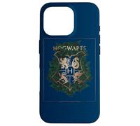 Custodia per iPhone 16 Pro Harry Potter Hogwarts Green and Gold Floral Crest