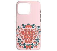 Custodia per iPhone 16 Pro Have A Berry Nice Day Retro Cute Strawberry Groovy Aesthetic