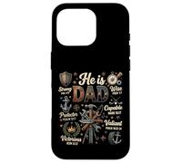 Custodia per iPhone 16 Pro He is Dad Bible Verse Strong Wise Christian Father's Day