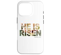 Custodia per iPhone 16 Pro He is Risen - Watercolor Passover Easter Cross of Jesus