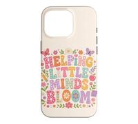Custodia per iPhone 16 Pro Helping Little Minds Bloom Teacher, farfalla floreale, mela