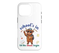 Custodia per iPhone 16 Pro Highland Cow Back To School Vibes Scuole In Let Chaos Begin