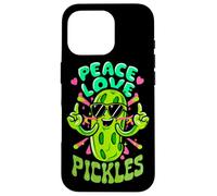 Custodia per iPhone 16 Pro Hippie Groovy Peace Love Pickles Retro Vegetariano Carino Regali