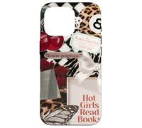 Custodia per iPhone 16 Pro Hot Girls Read Books Leopard Ball 8 Y2K Reader rosa