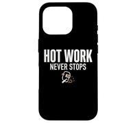 Custodia per iPhone 16 Pro Hot Work Never Stops Welder Welding Blue Collar Job Work