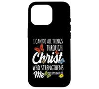 Custodia per iPhone 16 Pro I Can Do All Things Through Christ Buttefly Art Religious