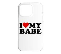 Custodia per iPhone 16 Pro I LOVE HEART MY BABE BAE RAGAZZO RAGAZZO