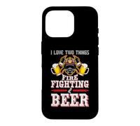 Custodia per iPhone 16 Pro I Love Two Things FireFighting Beer Firefighter Fireman
